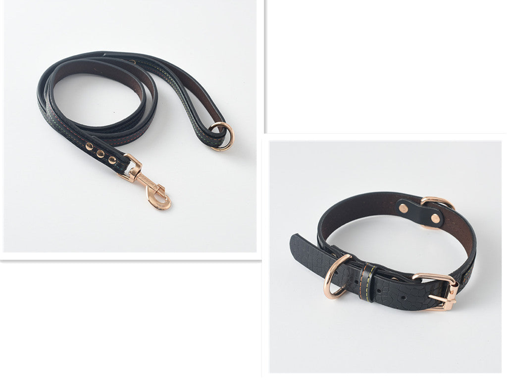 High-End Leather Collar & Dog Leash