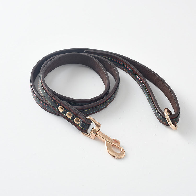 High-End Leather Collar & Dog Leash