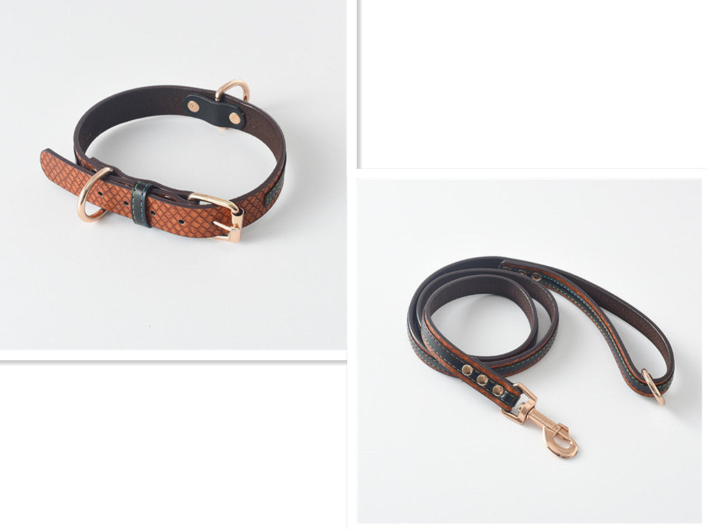 High-End Leather Collar & Dog Leash