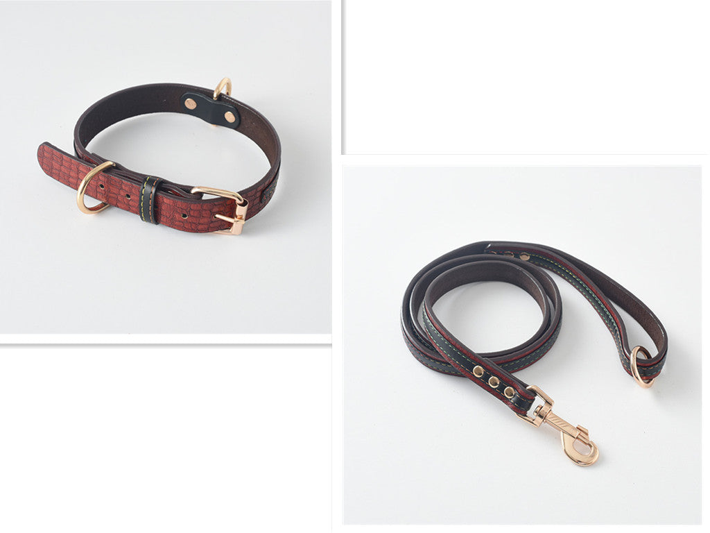 High-End Leather Collar & Dog Leash